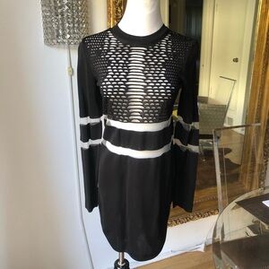 Alexander Wang H&M black knit and sheer long sweater size Xs made in Italy